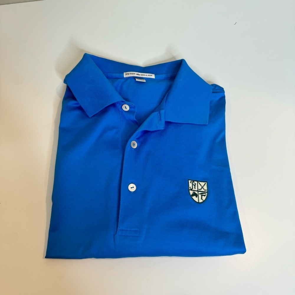 Peter Millar Men Blue Short Sleeve Polo logo Golf Shirt